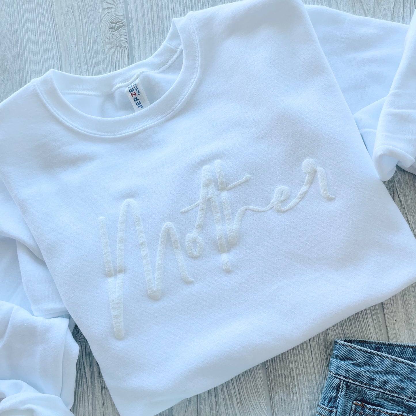 Mother Script • Embossed White Pullover