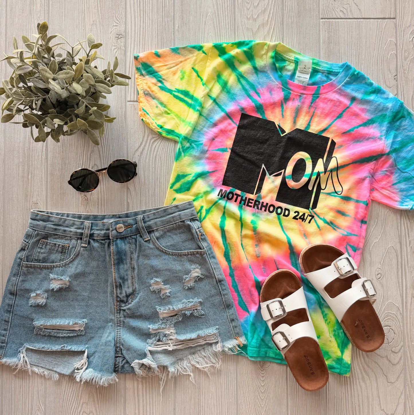 Motherhood 24/7 • Neon Tie Dye River Babe Threads