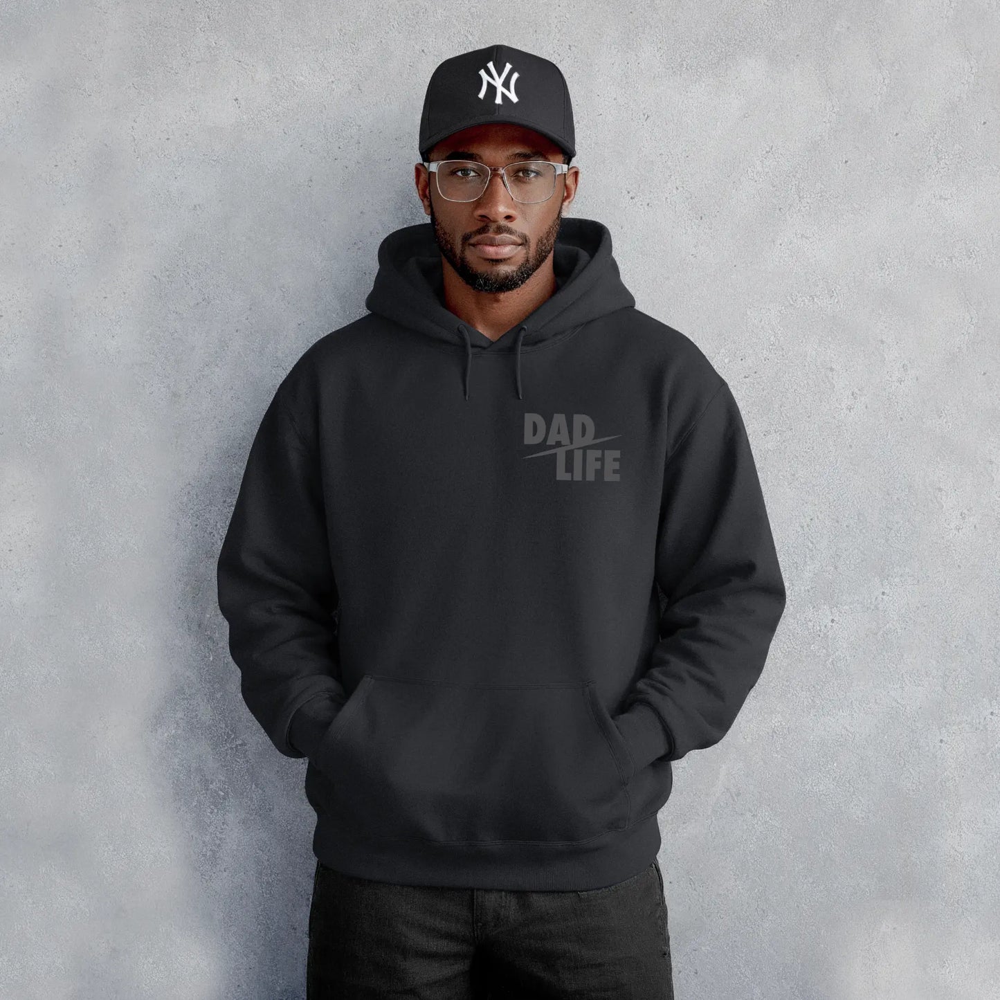 Dad Life Left Chest • Black Hoodie River Babe Threads