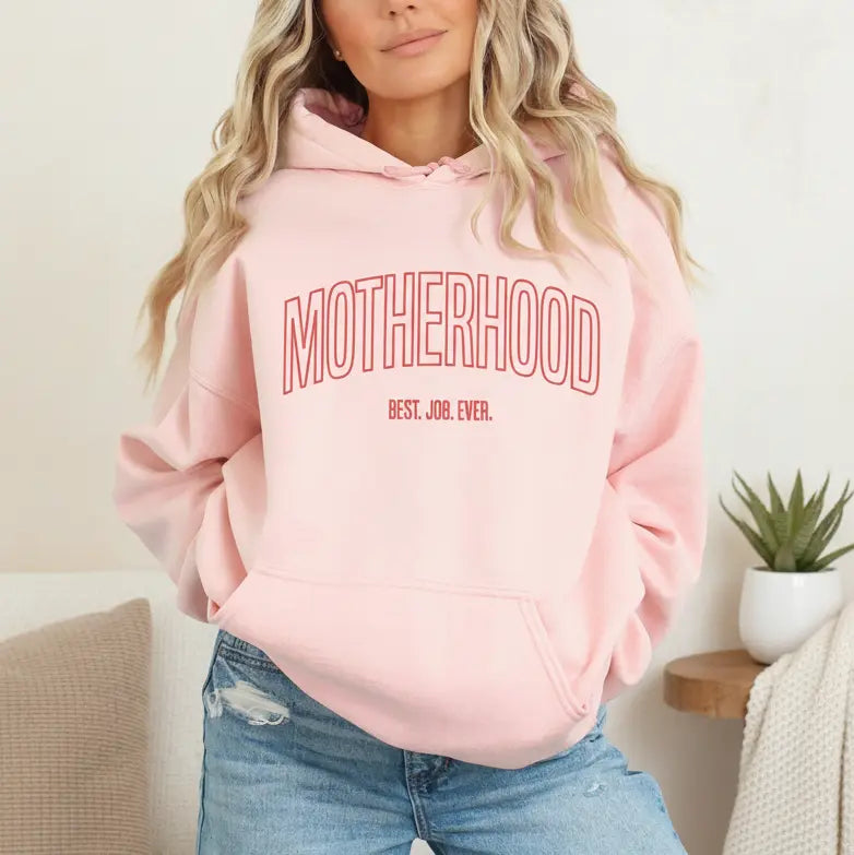 BEST. JOB. EVER. • Blush Tonal Hoodie River Babe Threads
