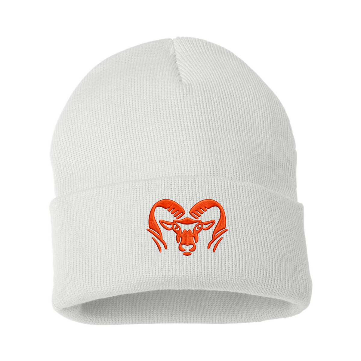 Rams • White Beanie