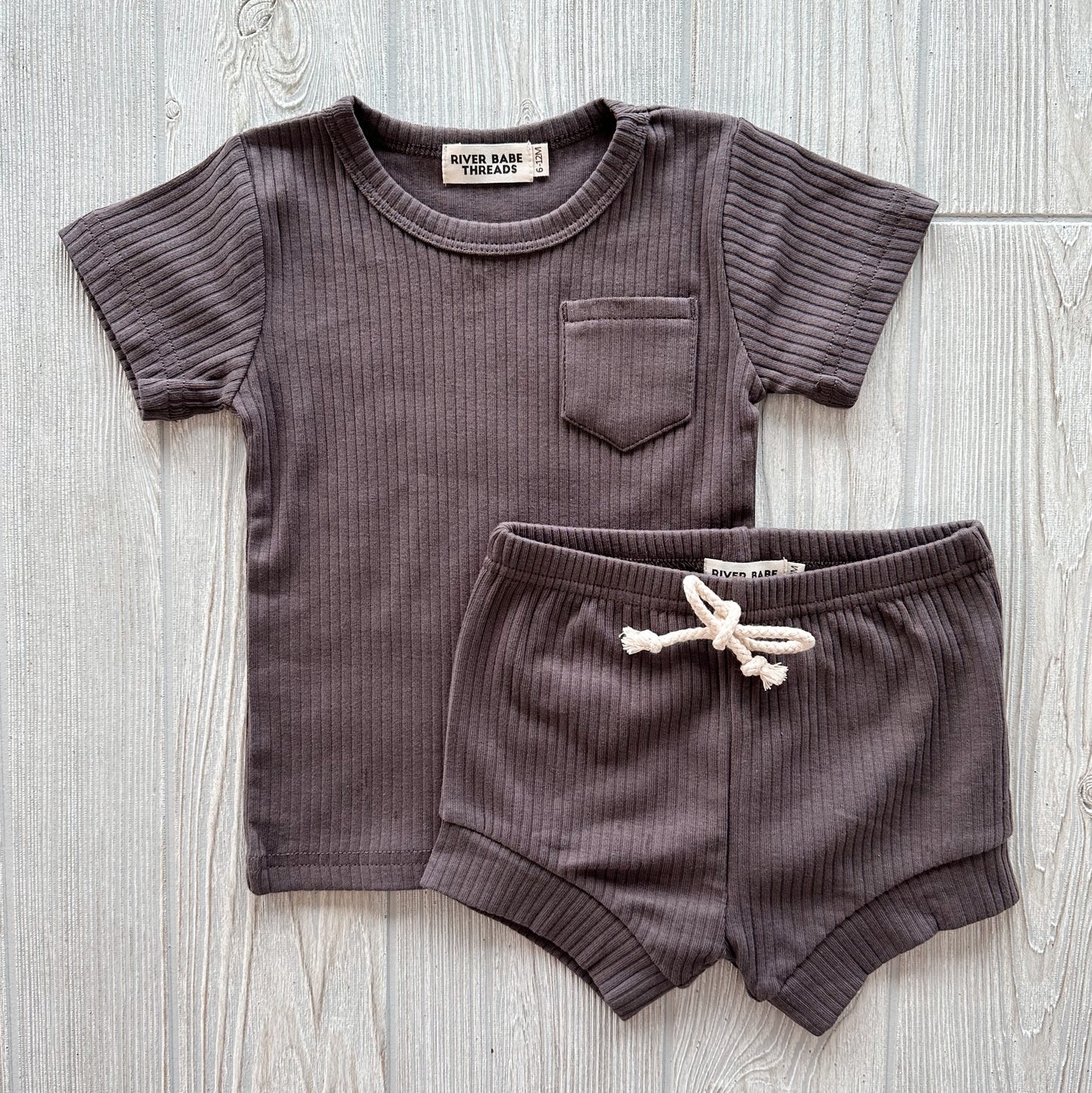 Charcoal • Ribbed Shorty Set