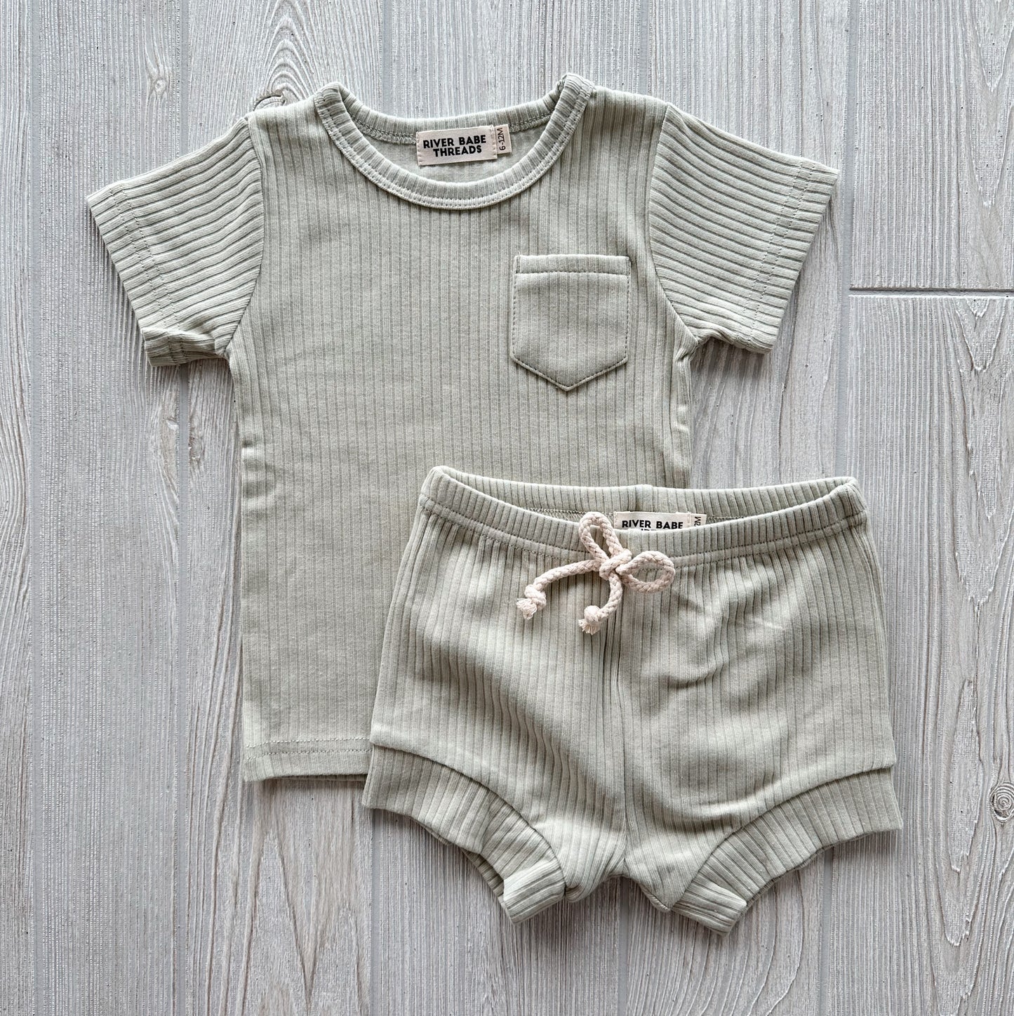 Sage Green • Ribbed Shorty Set