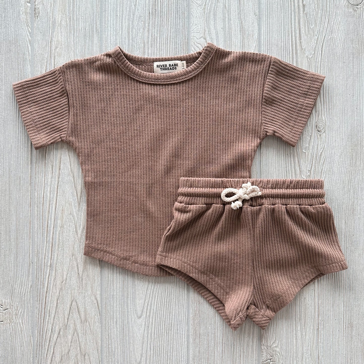 Mocha • Waffle Shorty Set