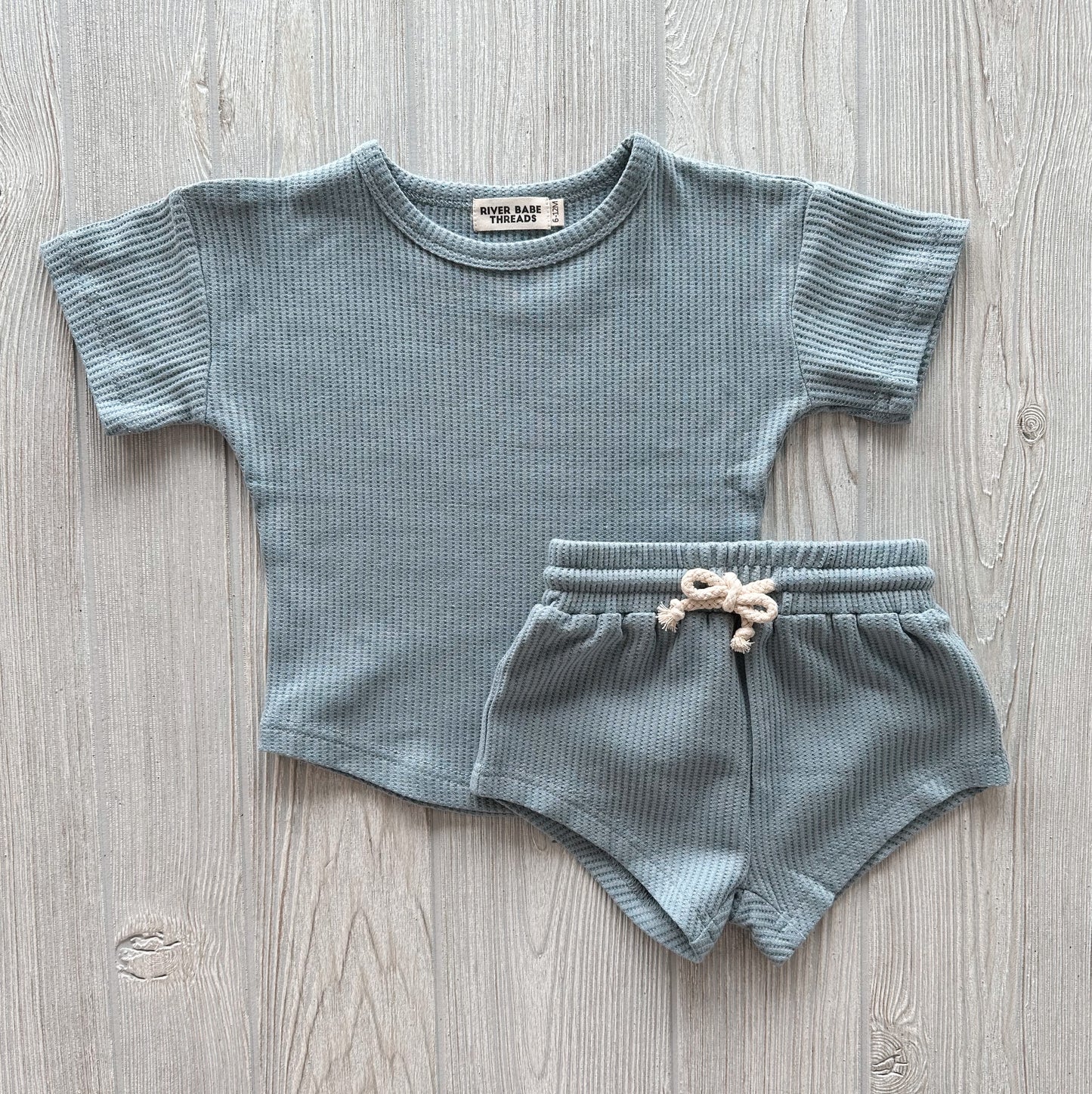 Steel Blue • Waffle Shorty Set