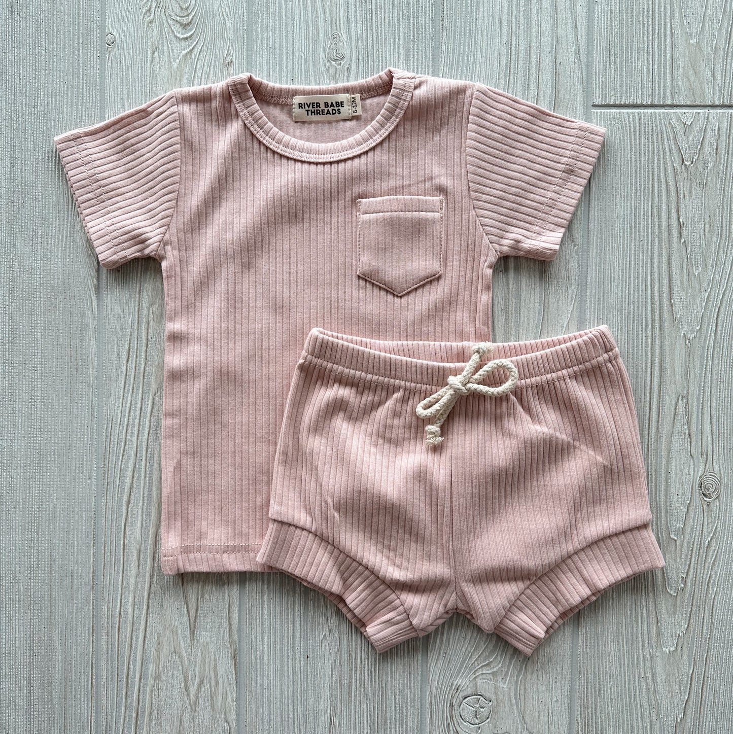Pale Pink • Ribbed Shorty Set