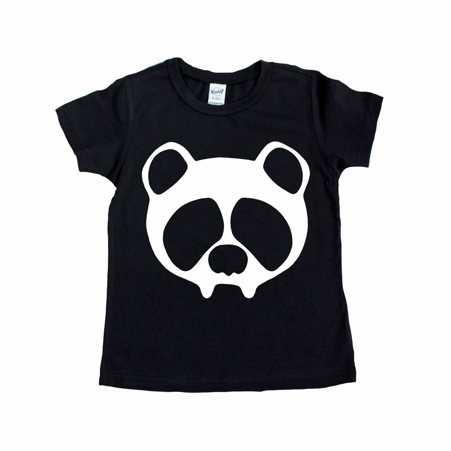 The Panda • Kids Tee is a black unisex shirt for kids with a bold white panda face graphic on the front—perfect for adding fun to your child’s wardrobe while supporting small shops.