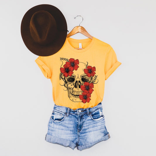 Floral Skull • Yellow Tee