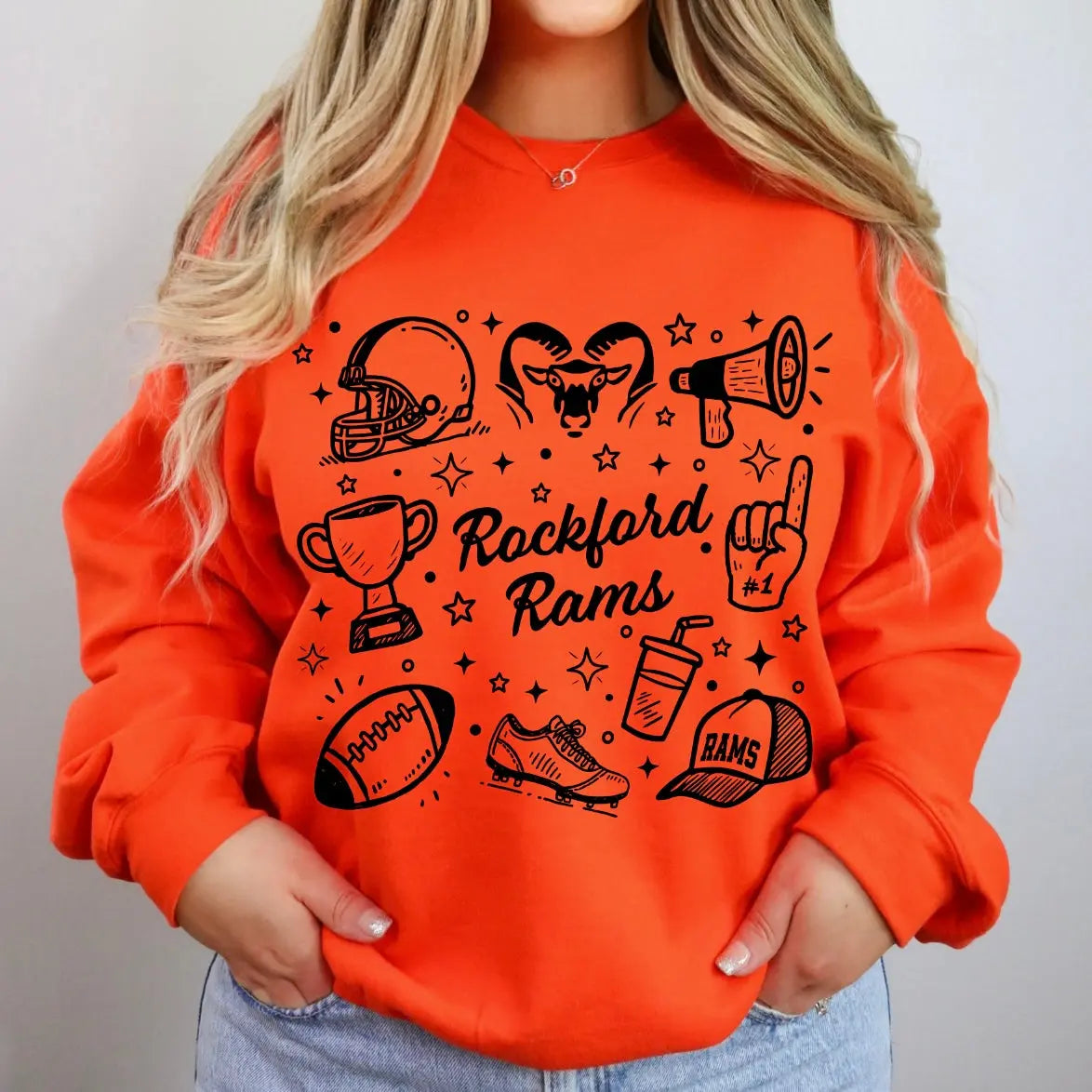 Rams Doodle • Orange Sweatshirt River Babe Threads
