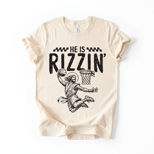 He is Rizzin' • Adult Natural Tee