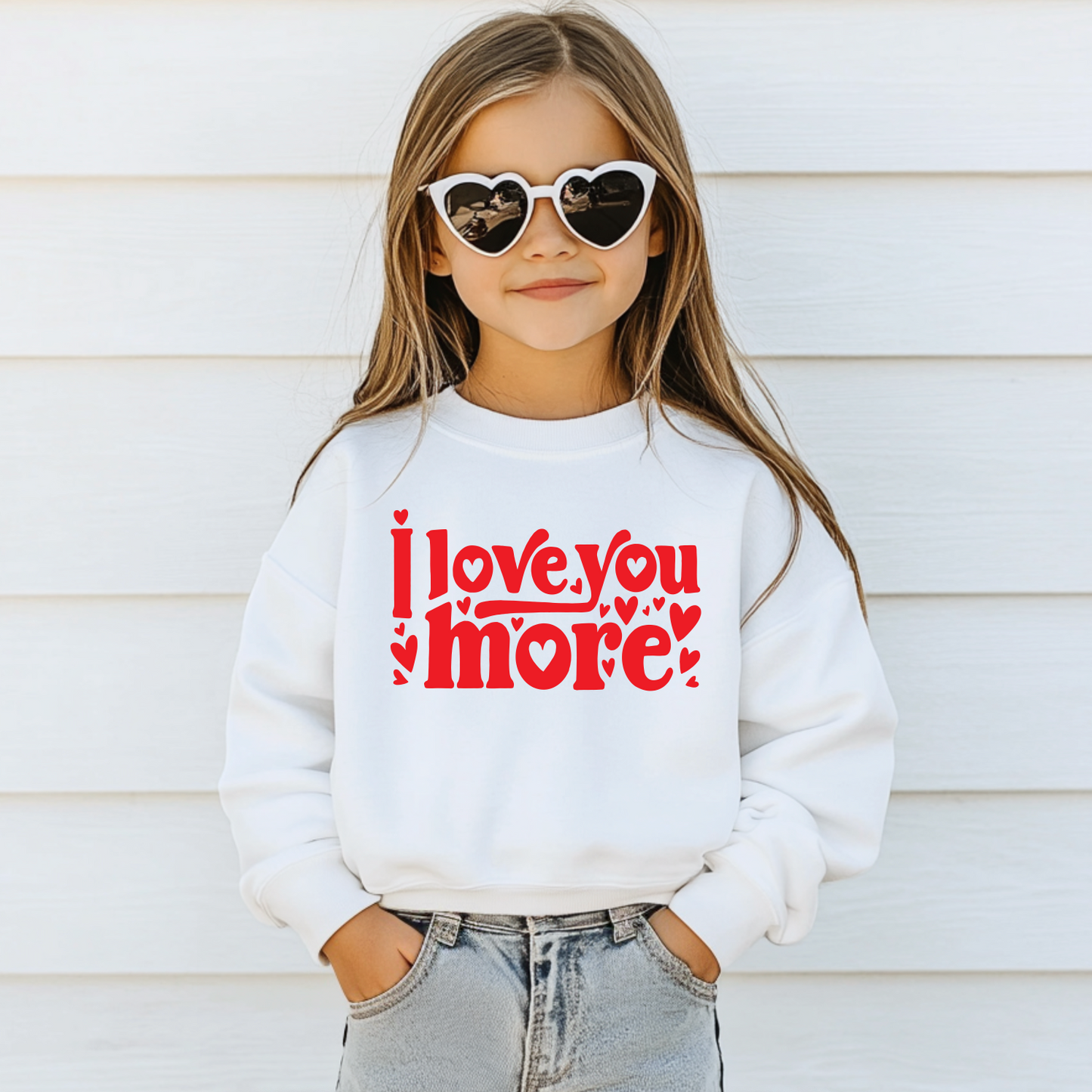 Love You More • Kids White Pullover