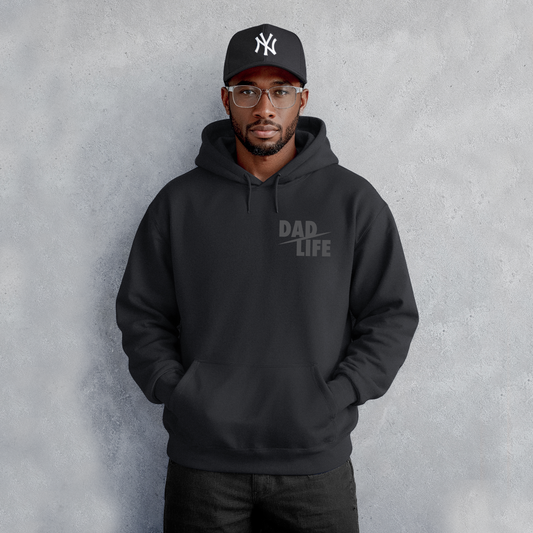 Dad Life Left Chest • Black Hoodie