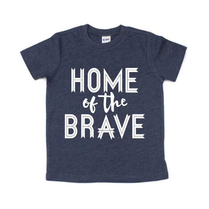 Home of the Brave • Navy Kids Tee