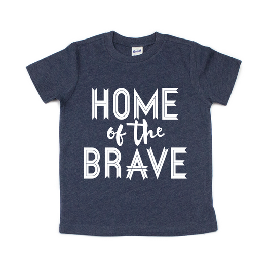 Home of the Brave • Navy Kids Tee
