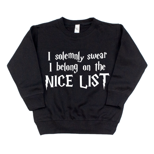 Nice List • Kids Black Pullover