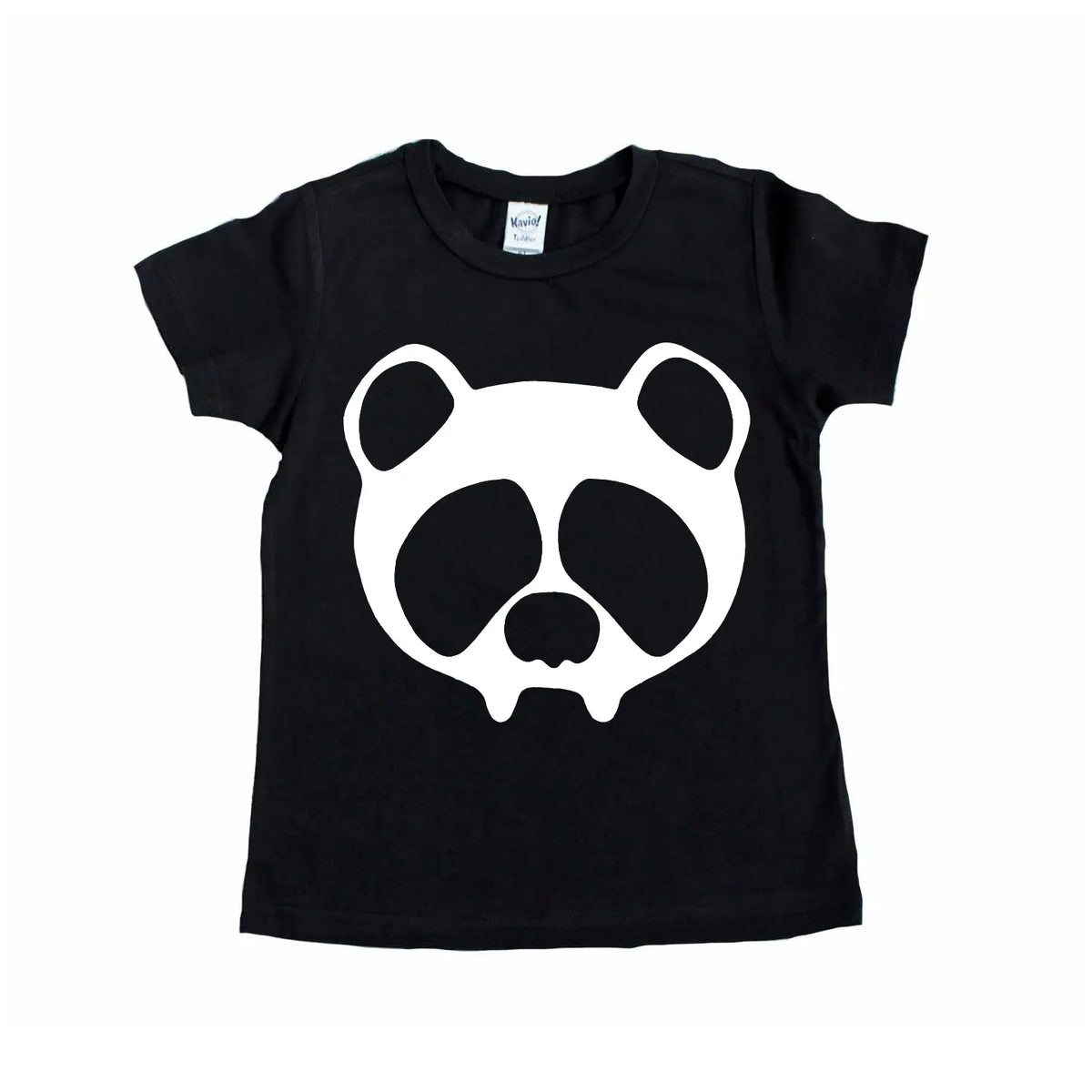 The Panda • Kids Tee is a black unisex shirt for kids with a bold white panda face graphic on the front—perfect for adding fun to your child’s wardrobe while supporting small shops.