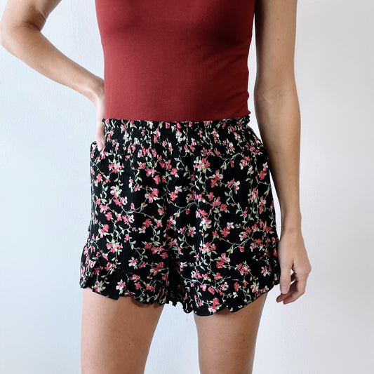 Sadie Floral Shorts • Black SIZE SMALL