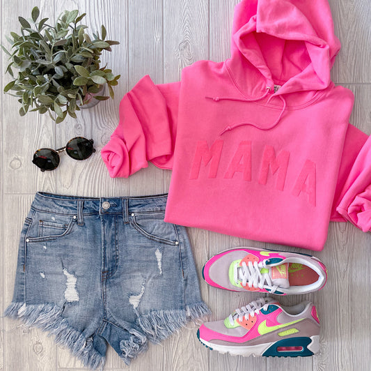 MAMA arch • Neon Pink Tonal Hoodie