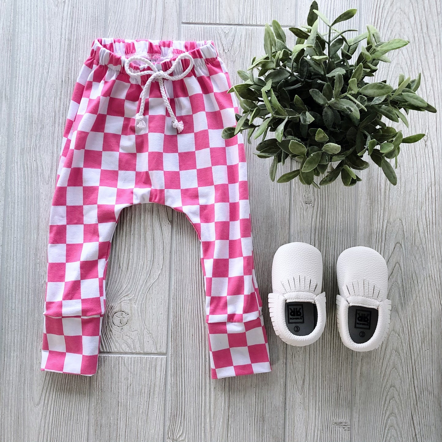 Pink Checkered Cotton Harems
