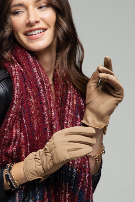 Tori Suede Puffer Gloves