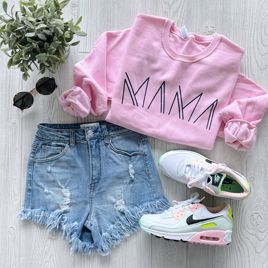 Mama Line Print• Pink Pullover