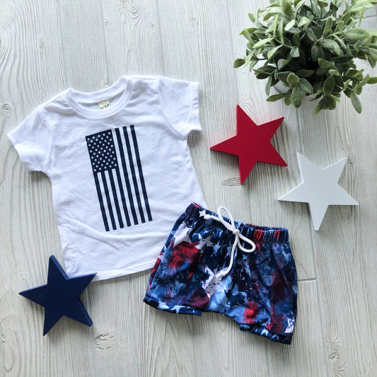 White & Navy Flag Tee