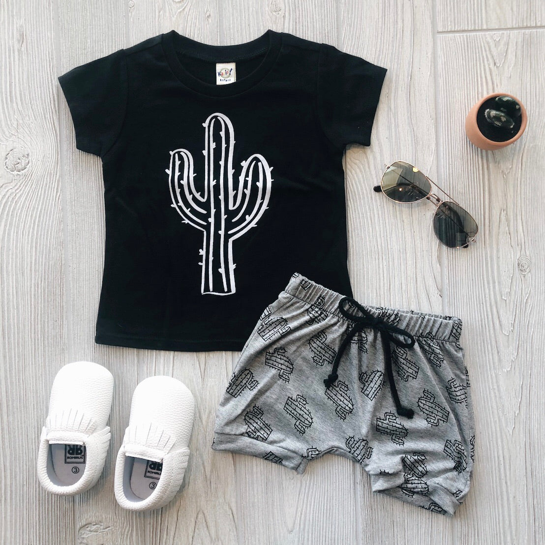 Gray & Black Cactus Shorts